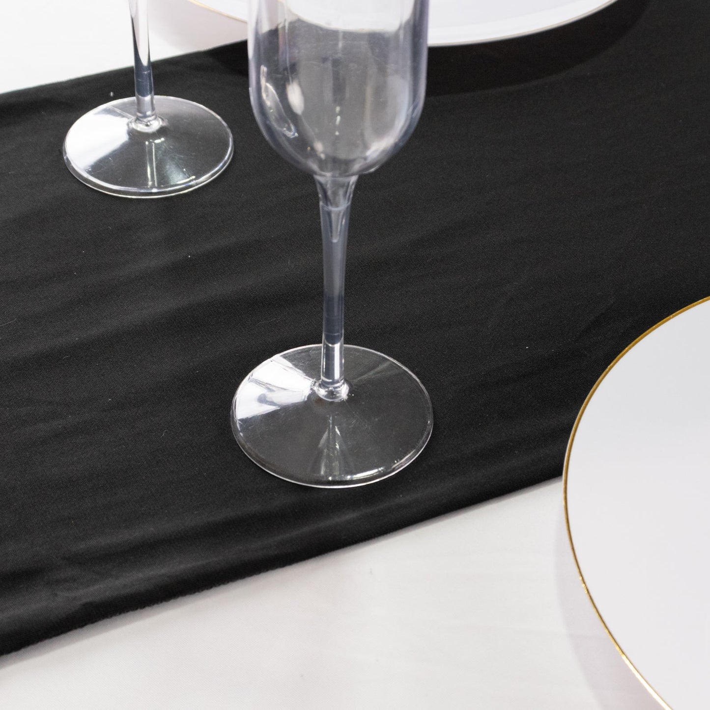 Scuba Polyester 12"x108" Table Runner Black - Wrinkle-Free Table Linen for Events & Weddings
