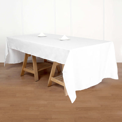 Polyester 50"x120" Rectangle Tablecloth White - Wrinkle-Resistant and Sleek for Everyday Use