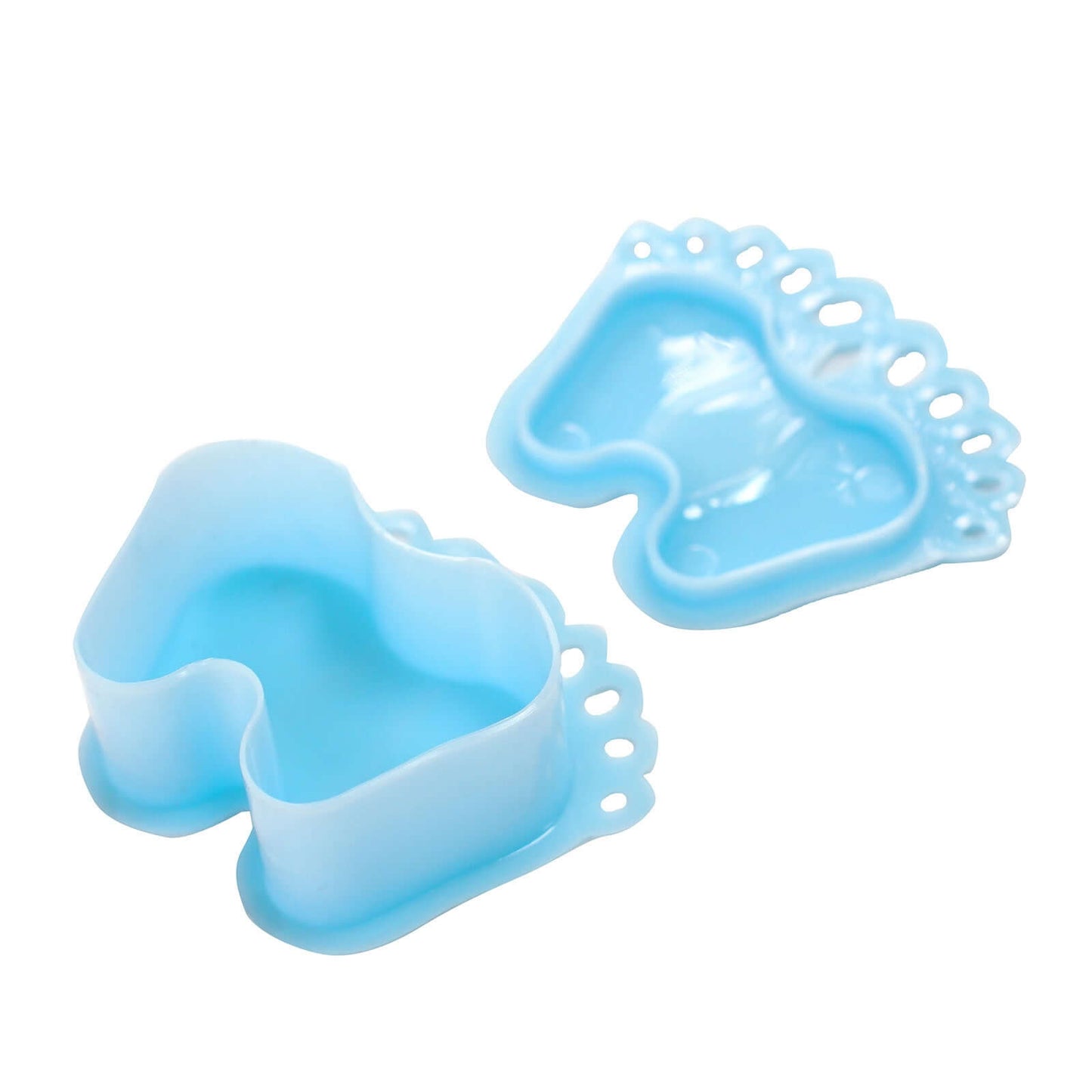 12-Pack Fillable Mini Candy Container in Baby Feet Style Light Blue - Unique Candy Treat Favor Boxes for Baby Shower 3.5"