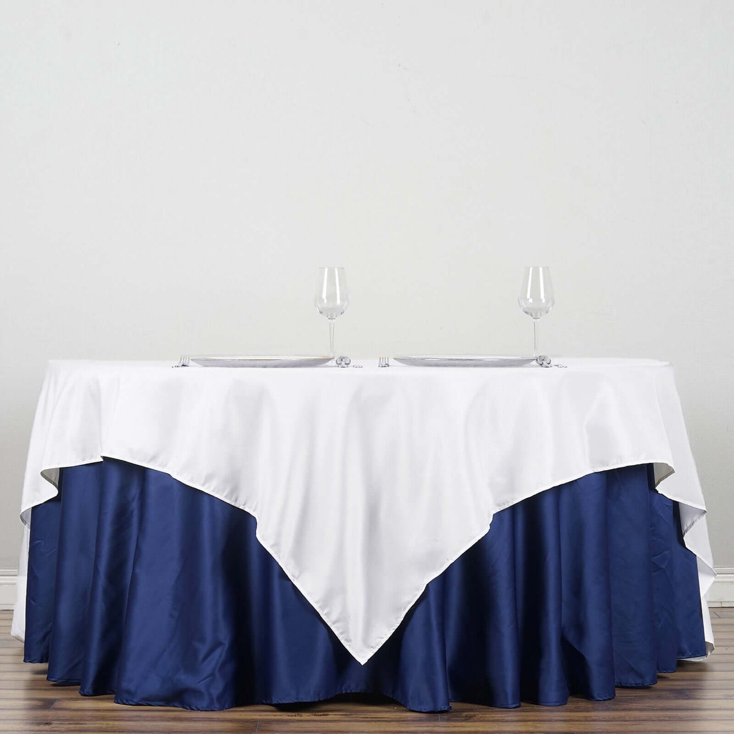 Polyester 90"x90" Table Overlay Square Tablecloth White - Wrinkle-Resistant & Durable Table Cover for Events