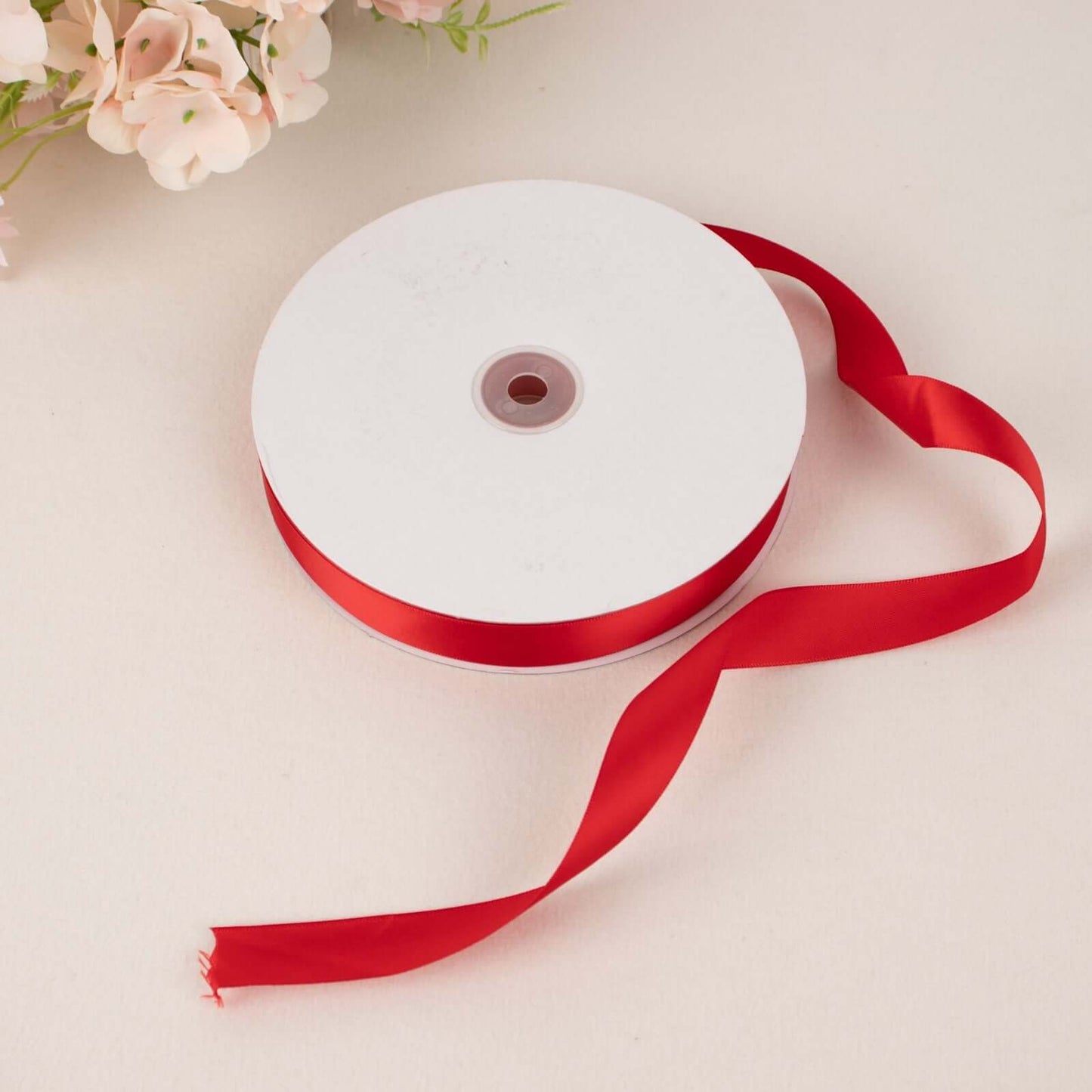 100 Yards 7/8" Red Single Face Decorative Satin Ribbon