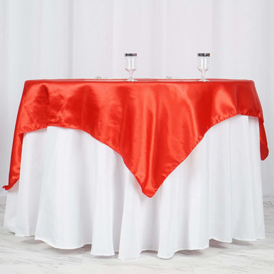 Satin 60"x60" Table Overlay Square Tablecloth Red - Smooth Silky Touch Table Cover