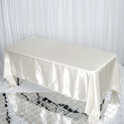 Satin Rectangular 72"x120" Tablecloth Ivory - Smooth & Easy to Maintain Table Cover