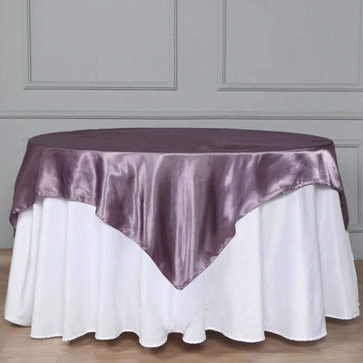 Satin 60"x60" Table Overlay Square Tablecloth Violet Amethyst - Smooth Silky Touch Table Cover