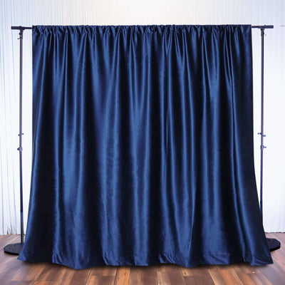 Navy Blue Crushed Velvet Backdrop Curtain – 8ft x 8ft Event Drape with Rod Pocket, Privacy Panel for Photo Booths & Events