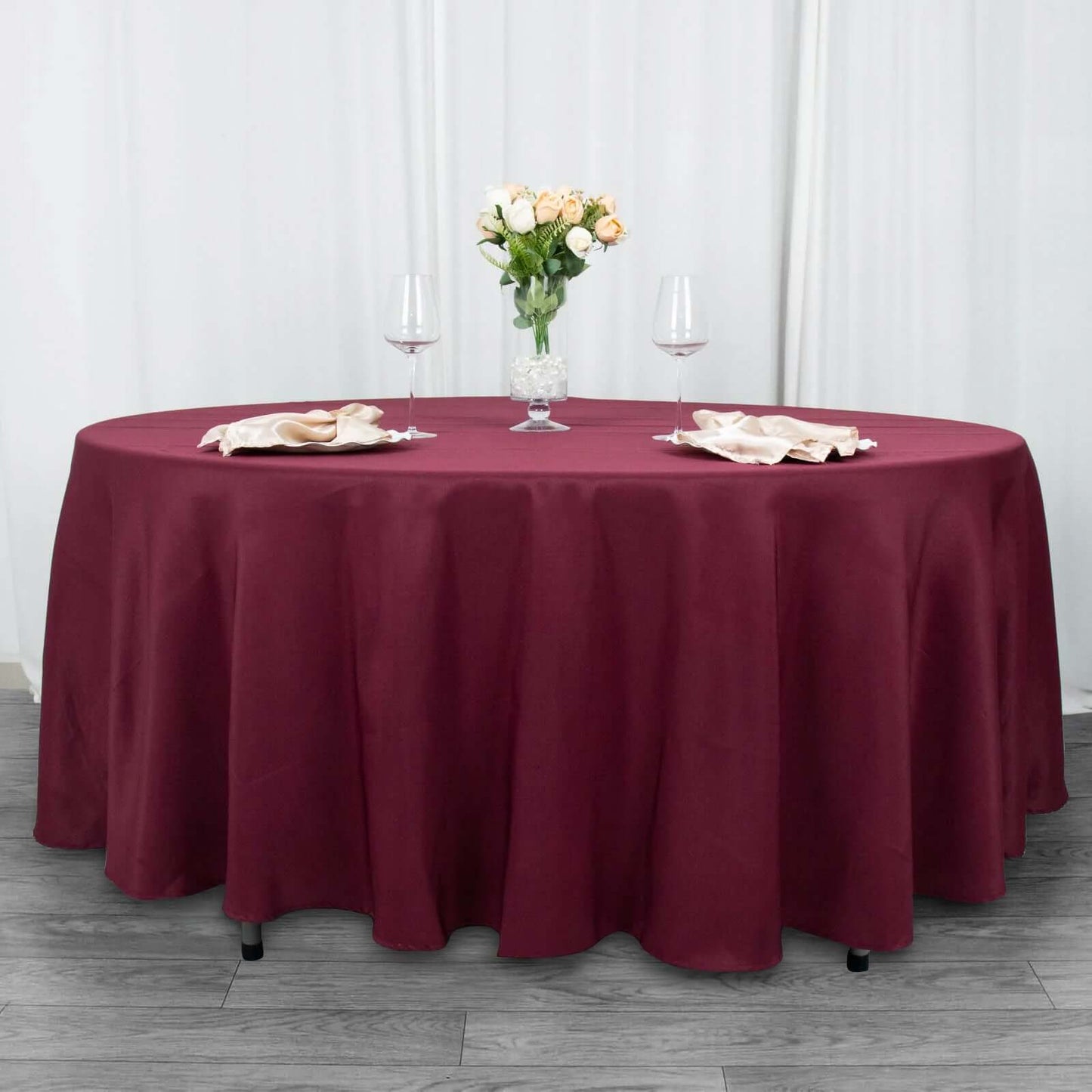 Premium Polyester 108" Round Tablecloth Burgundy - Wrinkle-Resistant 220GSM Table Cover