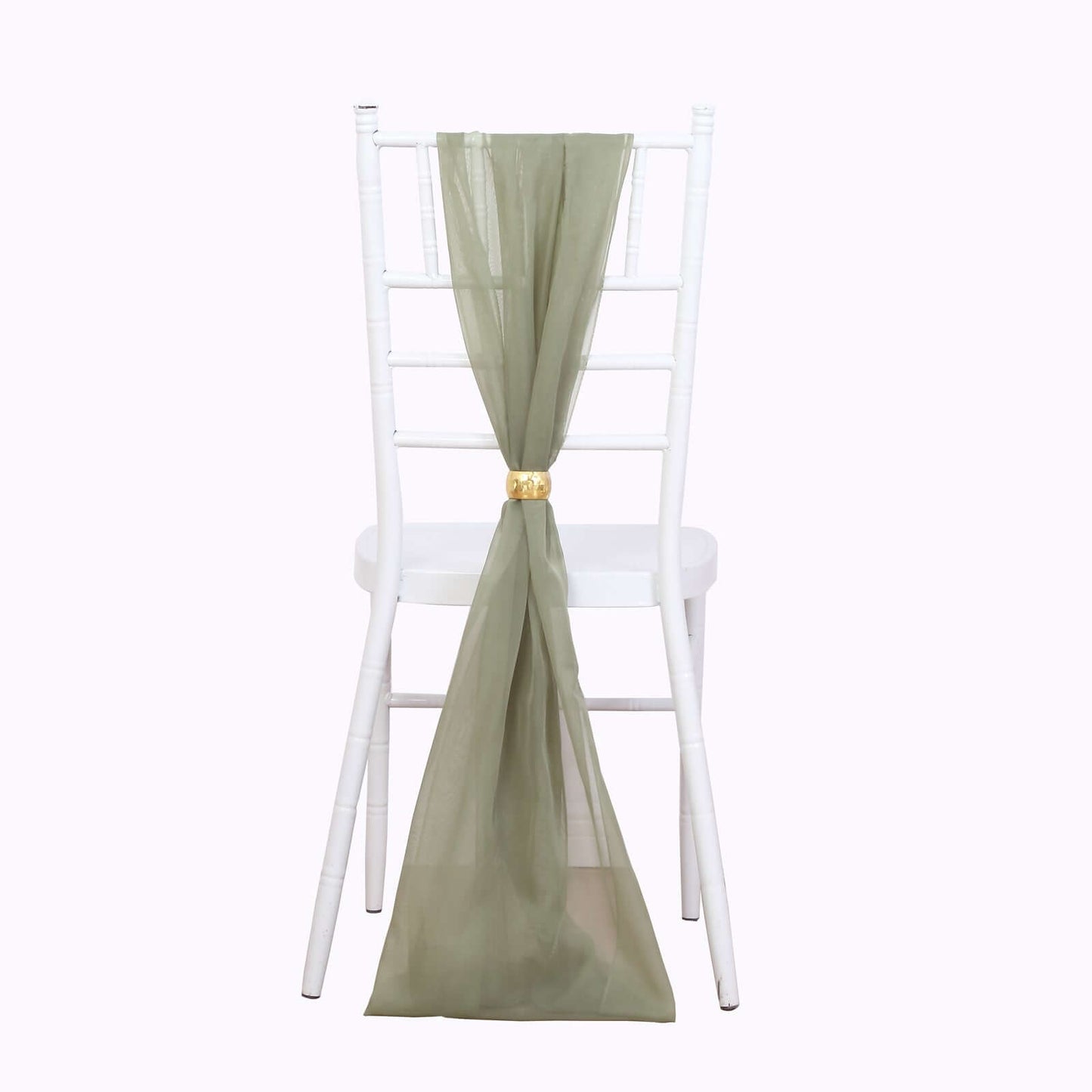 5 Pack Chiffon Chair Sashes Dusty Sage Green - Soft & Lightweight Designer Chair Bows 22"x78"