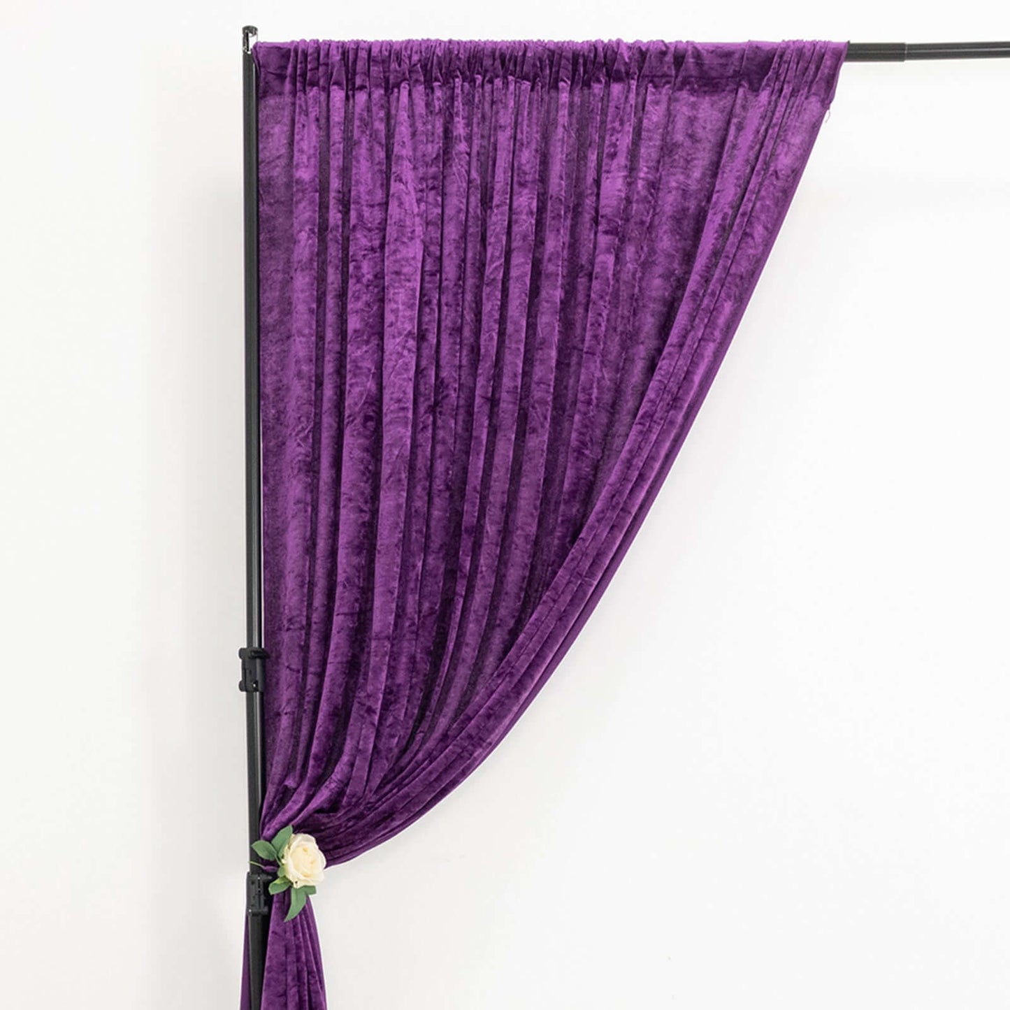 Purple Crushed Velvet Backdrop Curtain – 8ft x 8ft Event Drape with Rod Pocket, Privacy Panel for Photo Booths & Events