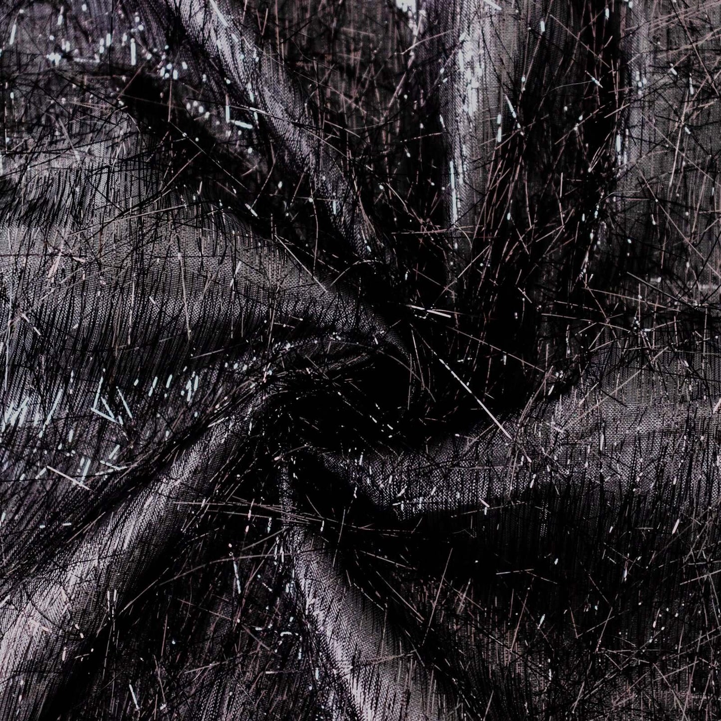 Polyester 72"x72" Table Overlay Square Tablecloth Black - Metallic Fringe Shag Tinsel Table Cover