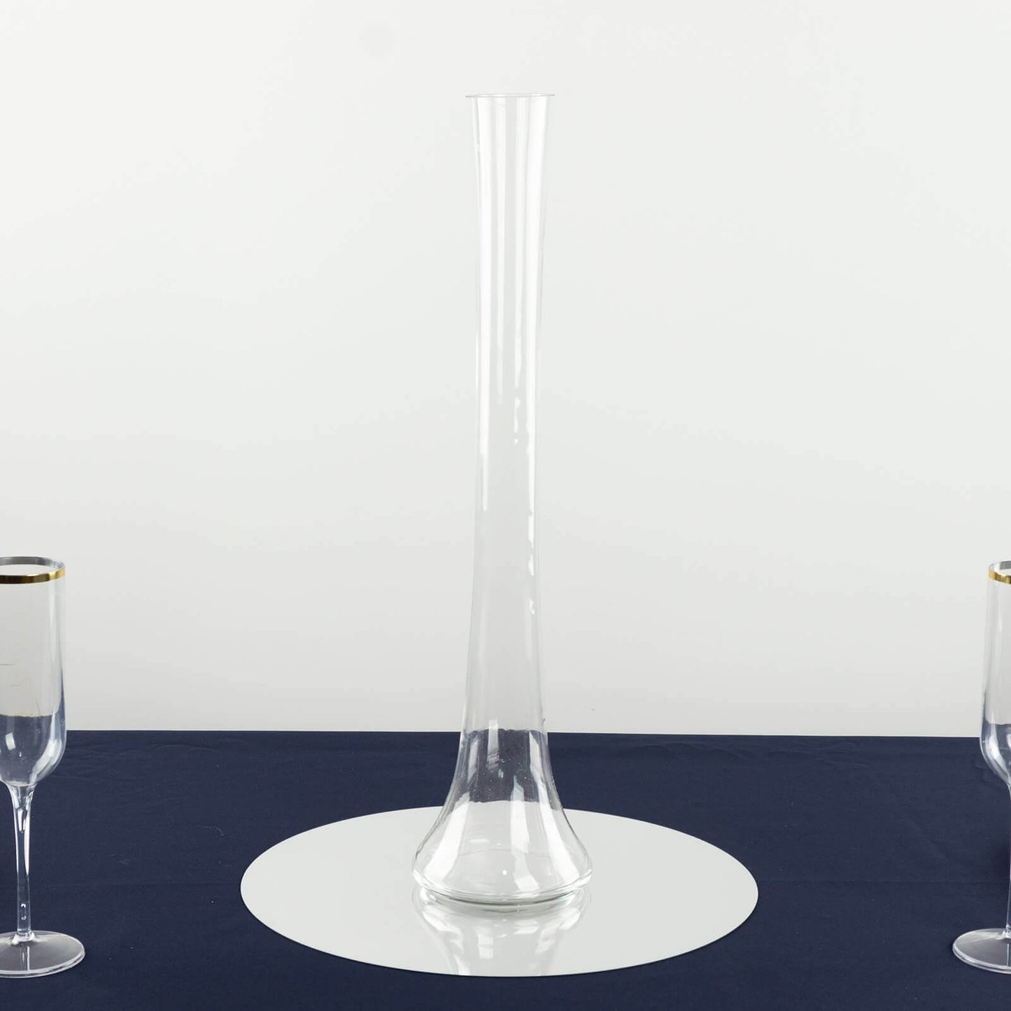 6-Pack Glass Eiffel Tower Vases Clear with Round Base - Tall Skinny Flower Bud Wedding Centerpieces 20"