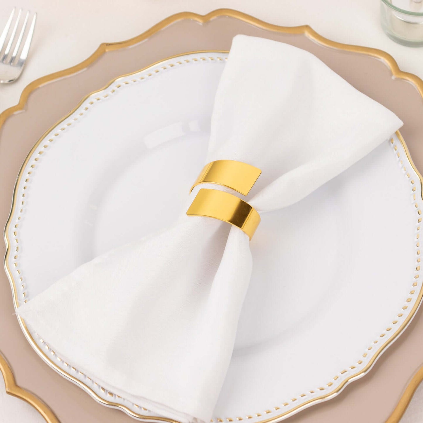 4 Pack Shiny Gold Metal Swirl Wrap Cuff Band Napkin Rings, Decorative Scroll Serviette Buckle Napkin Holders