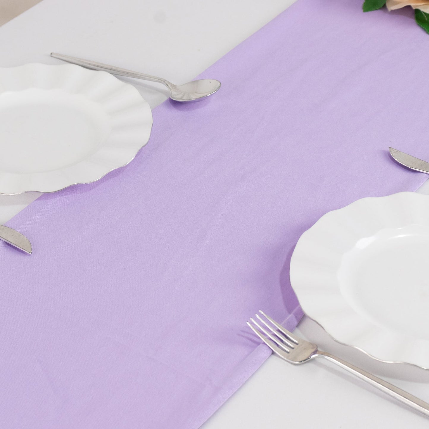Scuba Polyester 12"x108" Table Runner Lavender Lilac - Wrinkle-Free Table Linen