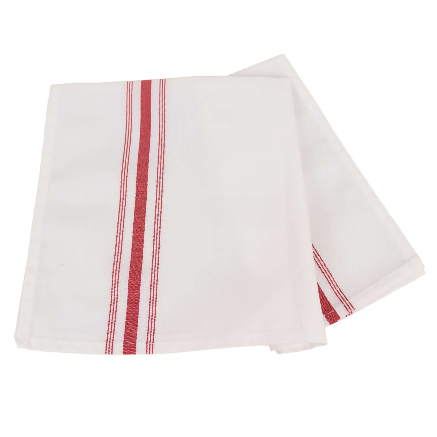 10 Pack Premium Spun Polyester 18"x22" Napkins White/Red Bistro Style - Highly Absorbent Cotton-Like Feel Cloth Napkins