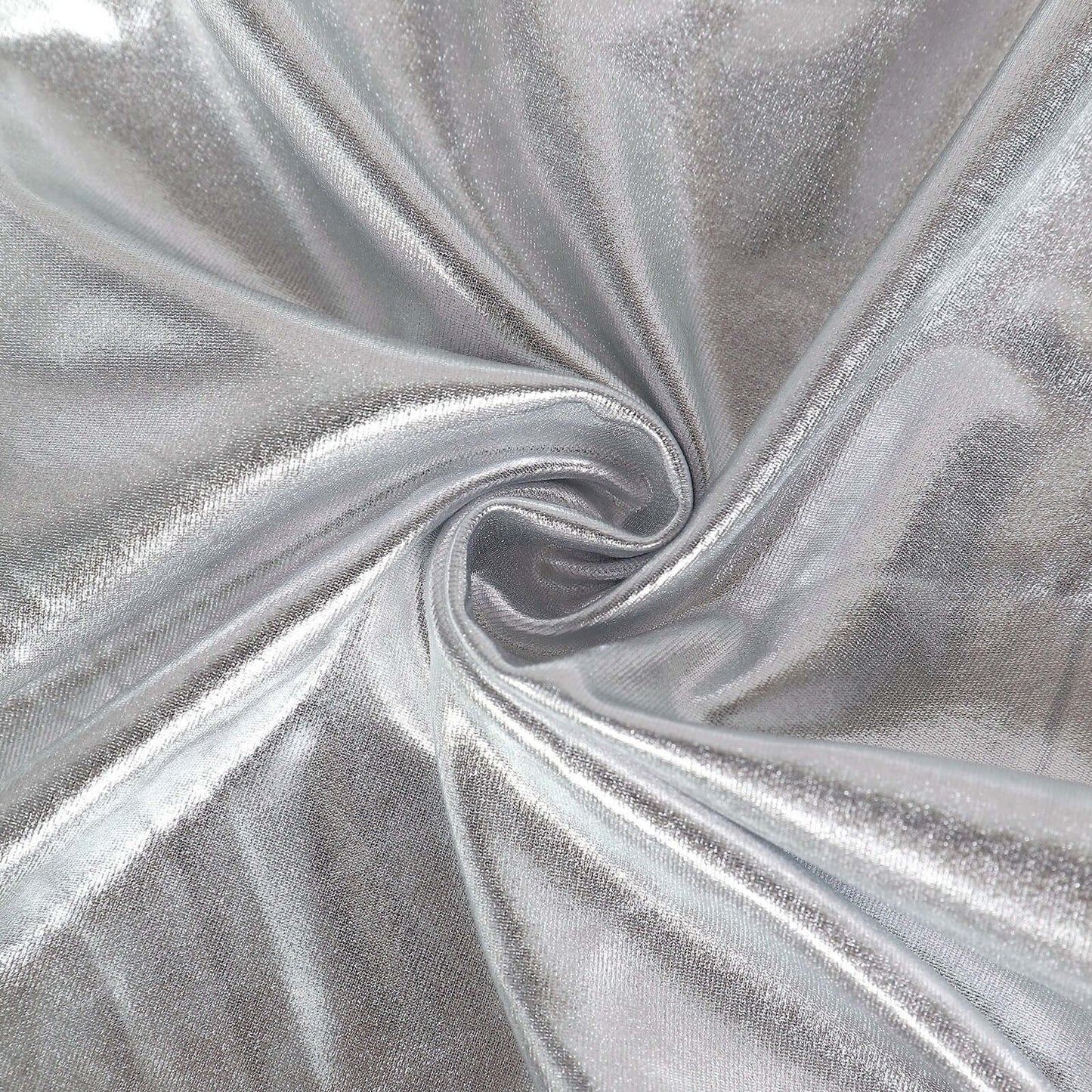 Spandex Cocktail Table Top Cover Fitted Metallic Silver - Stretchy & Wrinkle Free Topper