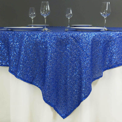 Sequin 72"x72" Table Overlay Square Tablecloth Royal Blue - Sparkly Table Cover