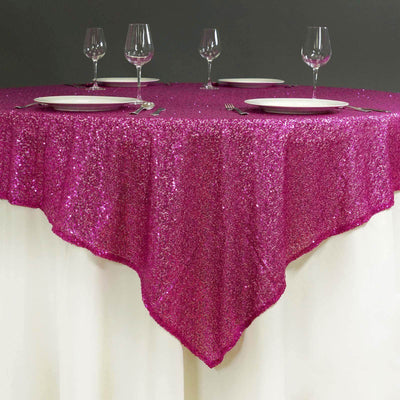 Sequin 72"x72" Table Overlay Square Tablecloth Fuchsia - Sparkly Table Cover