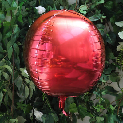 2 Pack 14" 4D Burgundy Sphere Mylar Foil Helium or Air Balloons