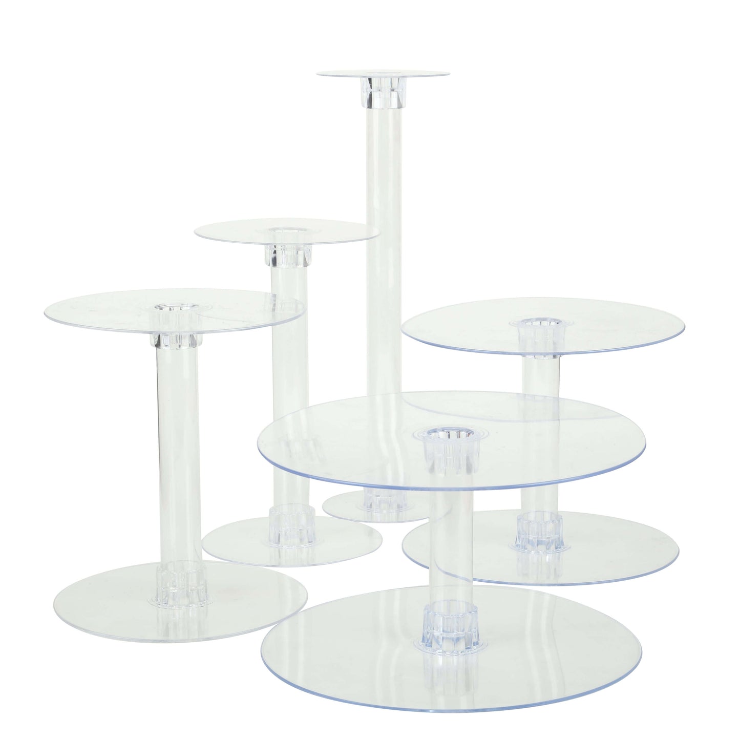5-Tier Acrylic Cake Stand Set Clear in Assorted Sizes for Buffet Party Tables