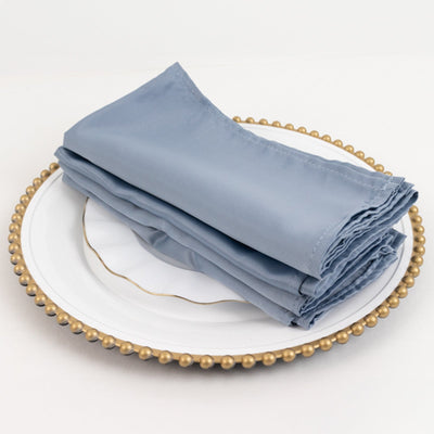 5 Pack Lamour Satin 20"x20" Napkins Dusty Blue - Soft Matte Finish Dinner Napkins