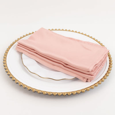 5 Pack Lamour Satin 20"x20" Napkins Dusty Rose - Soft Matte Finish Dinner Napkins