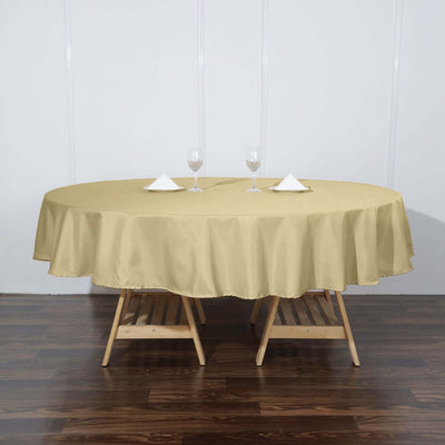Polyester 90" Round Tablecloth Champagne - Stain & Wrinkle-Resistant Table Cover