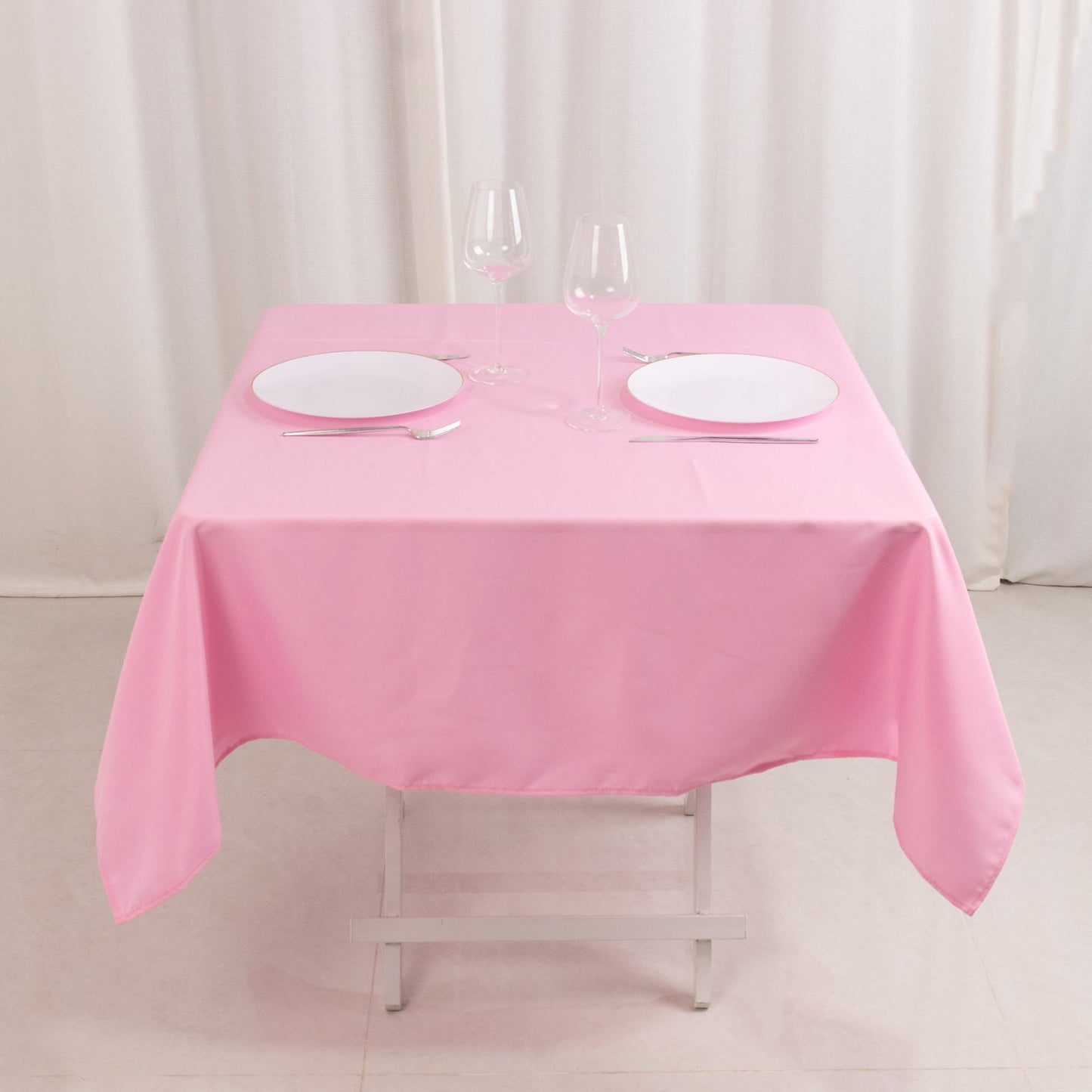 Premium Polyester 54"x54" Square Tablecloth Pink - Stain and Wrinkle-Resistant 220GSM Table Cover