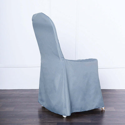 Polyester Slip On Banquet Chair Covers Dusty Blue - Stain-Resistant Reusable Durable Fabric