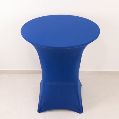 Spandex 36" Round Cocktail Table Cover Royal Blue - Easy to Maintain Stretch Fitted Highboy Tablecloth