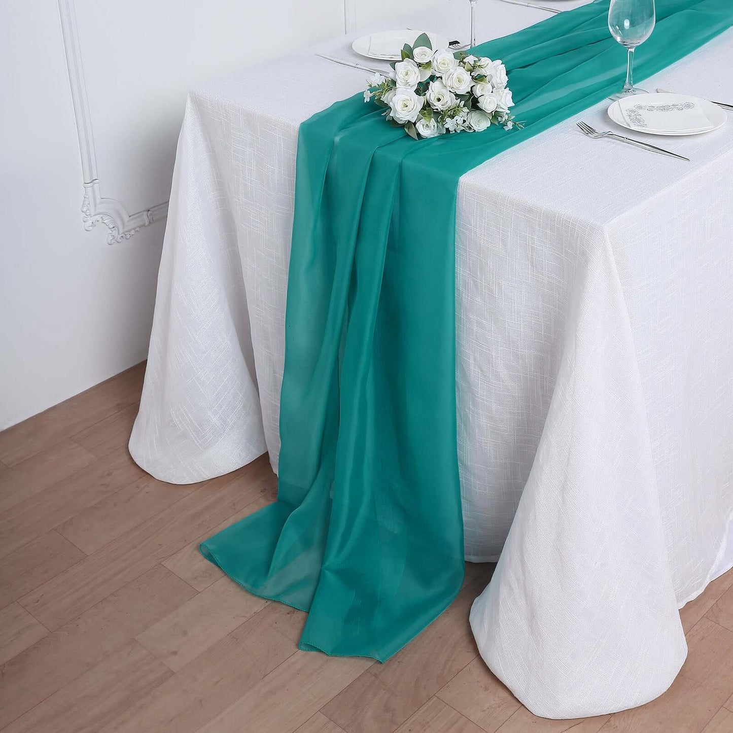 Chiffon 6ft Table Runner Turquoise - Flowy & Lightweight Table Decor