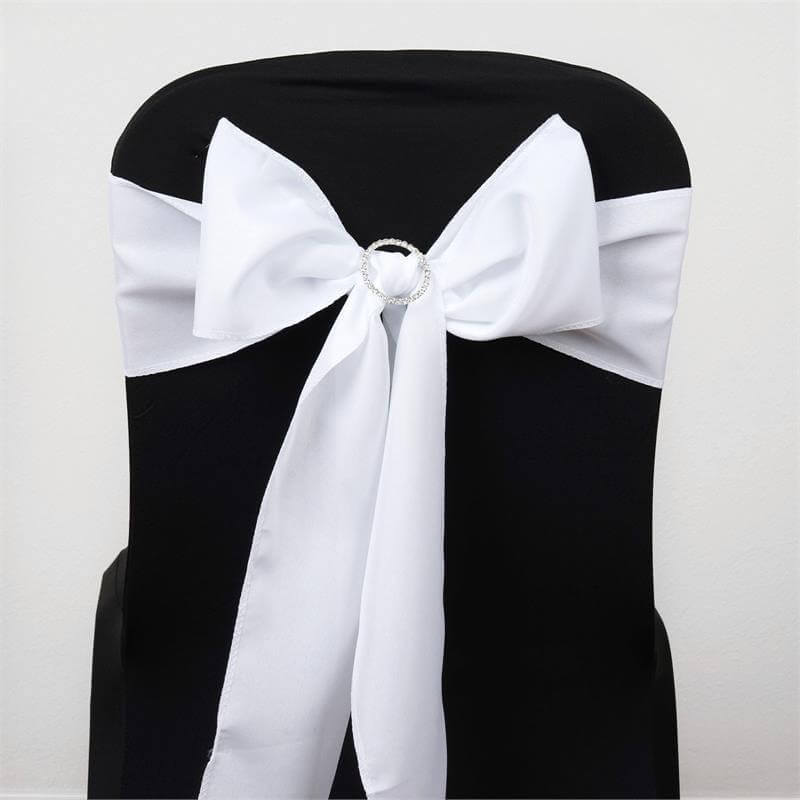 5 Pack Polyester Chair Sashes White - Subtle Elegance for Special Occasions 6"x108"