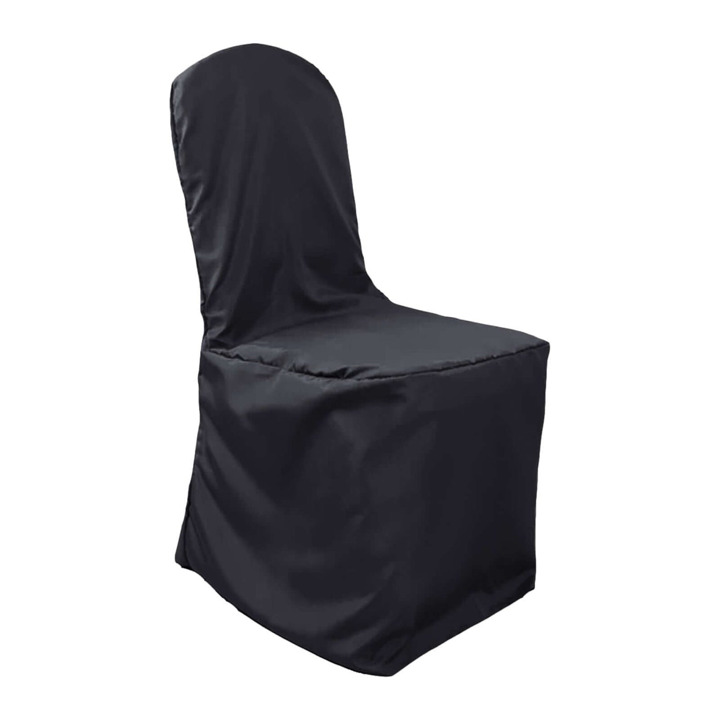 Polyester Slip On Banquet Chair Covers Black - Stain-Resistant Reusable Durable Fabric
