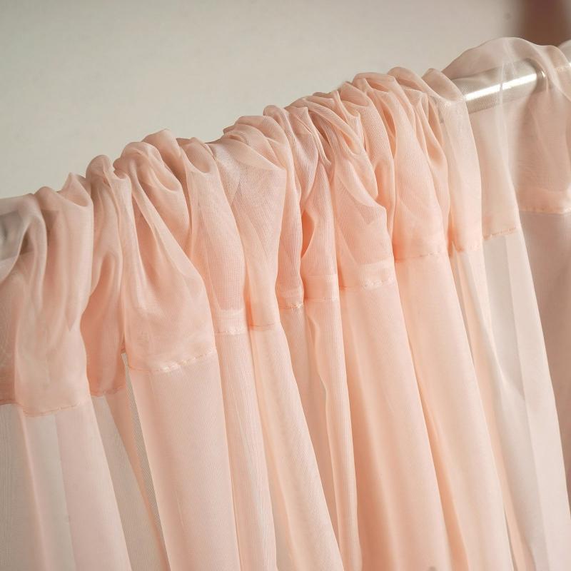 2 Pack Blush Sheer Chiffon Event Curtain Drapes, Durable Flame Resistant Organza Backdrop Event Panels With Rod Pockets - 10ftx10ft