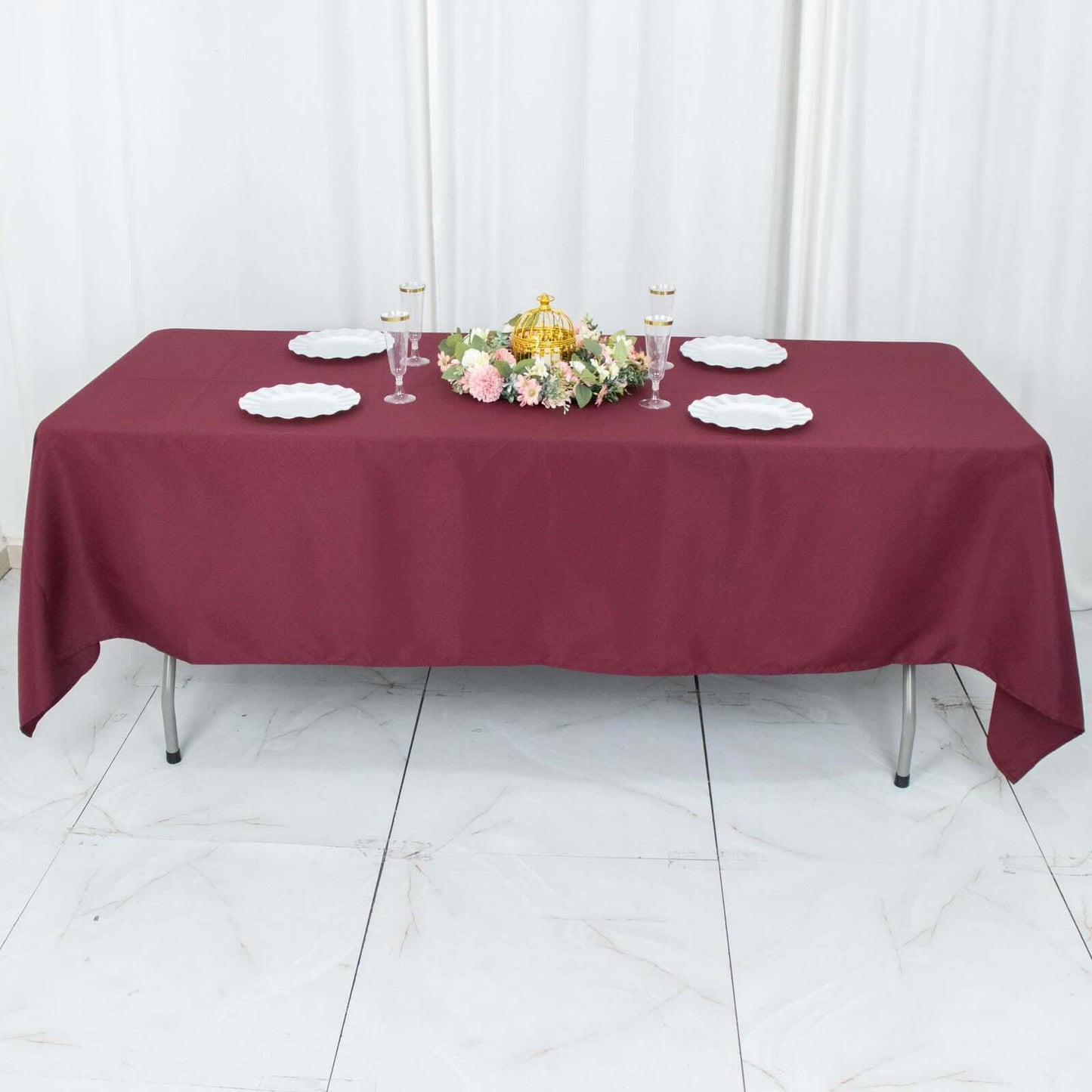 Premium Polyester 60"x102" Rectangle Tablecloth Burgundy - Durable 220GSM Wrinkle-Resistant Table Cover