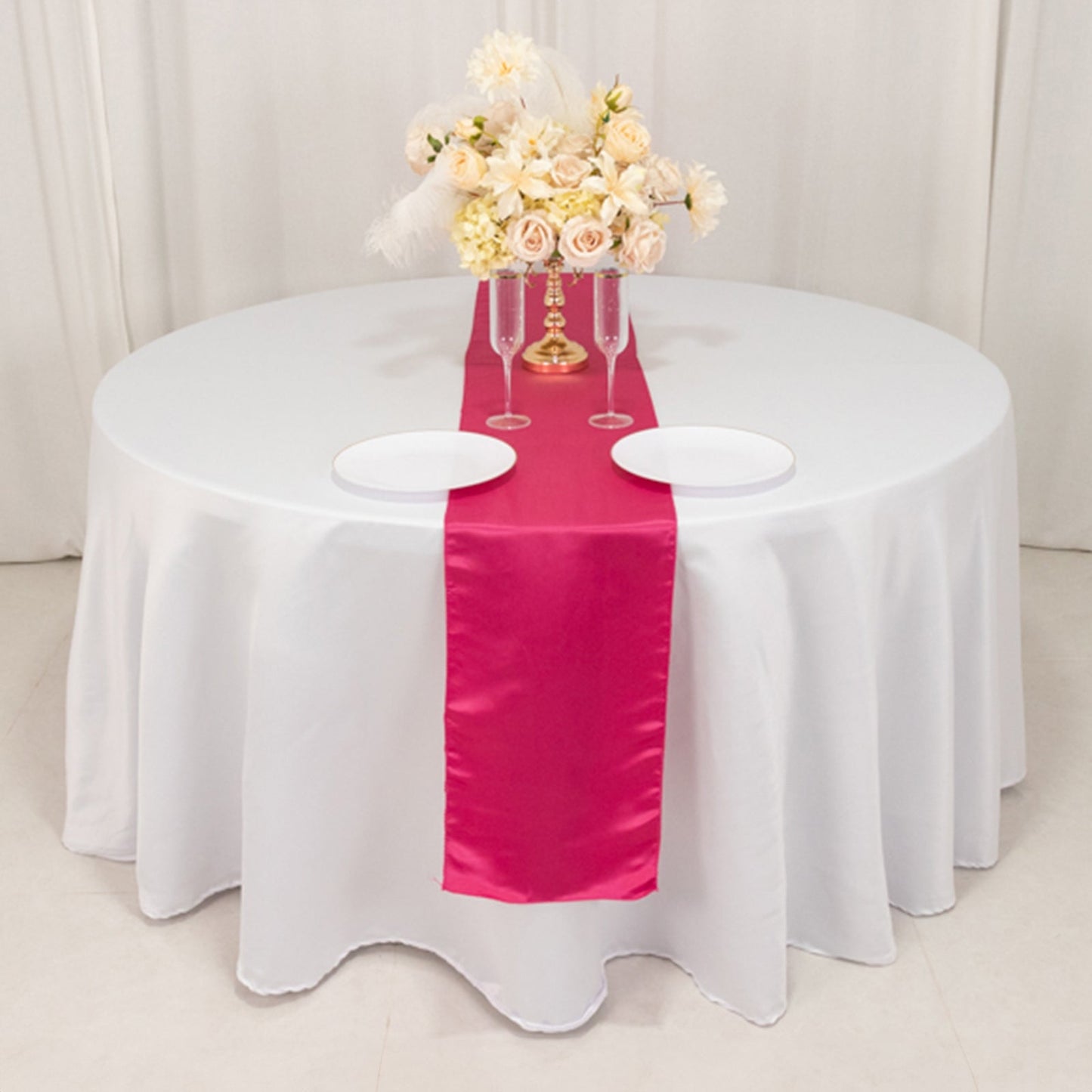 Lamour Satin 12"x108" Table Runner Fuchsia - Smooth & Lustrous Finish