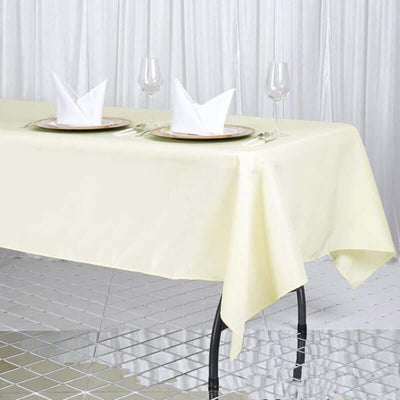Premium Polyester 60"x102" Rectangle Tablecloth Ivory - Durable 220GSM Wrinkle-Resistant Table Cover