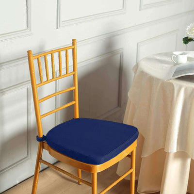 Chiavari Chair Cushion with 1.5" Thick Memory Foam and Ties Navy Blue - Stylish Removable Cover for Comfort