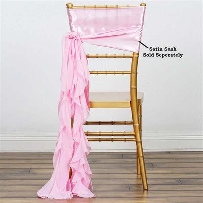 Chiffon Chair Sash with Curly Design Pink - Stylish Chair Decorations