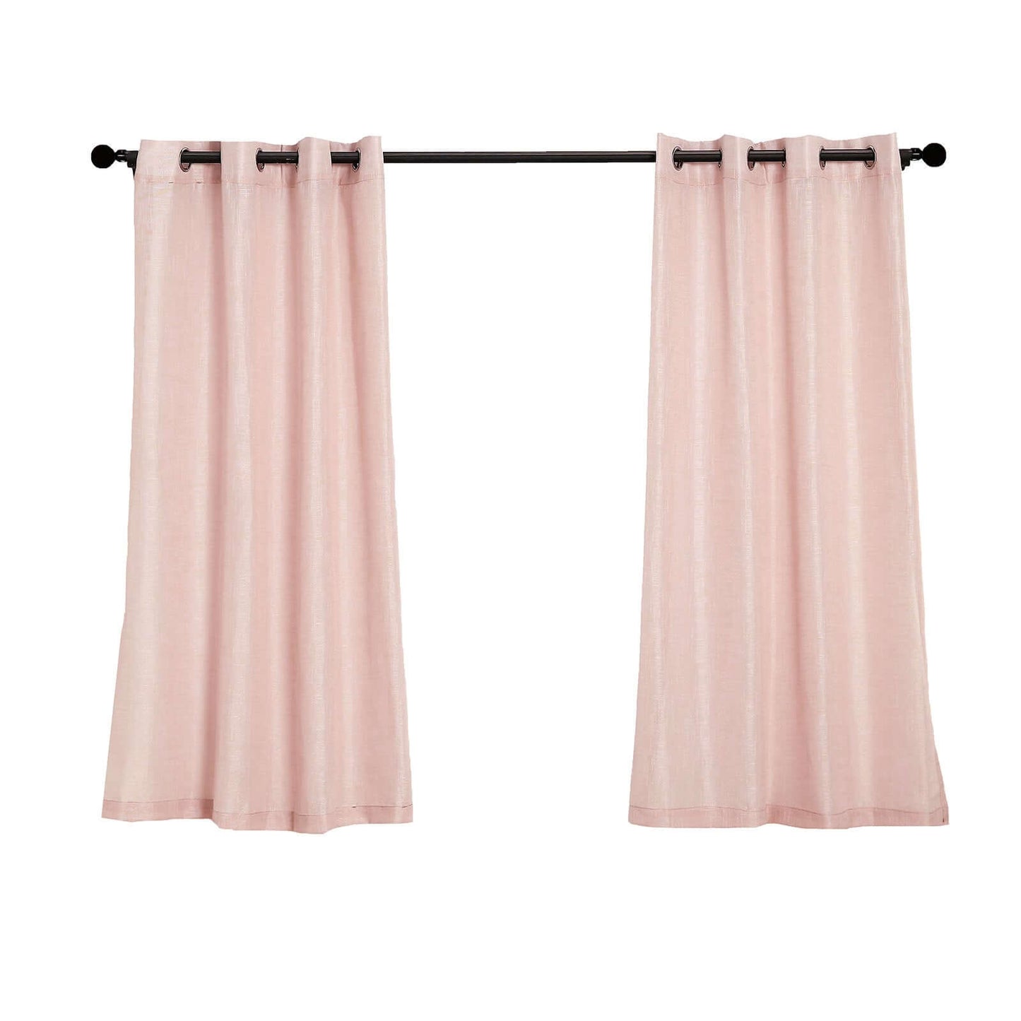 2 Pack Handmade Blush Faux Linen Curtains 52"x64", Curtain Panels With Chrome Grommets -