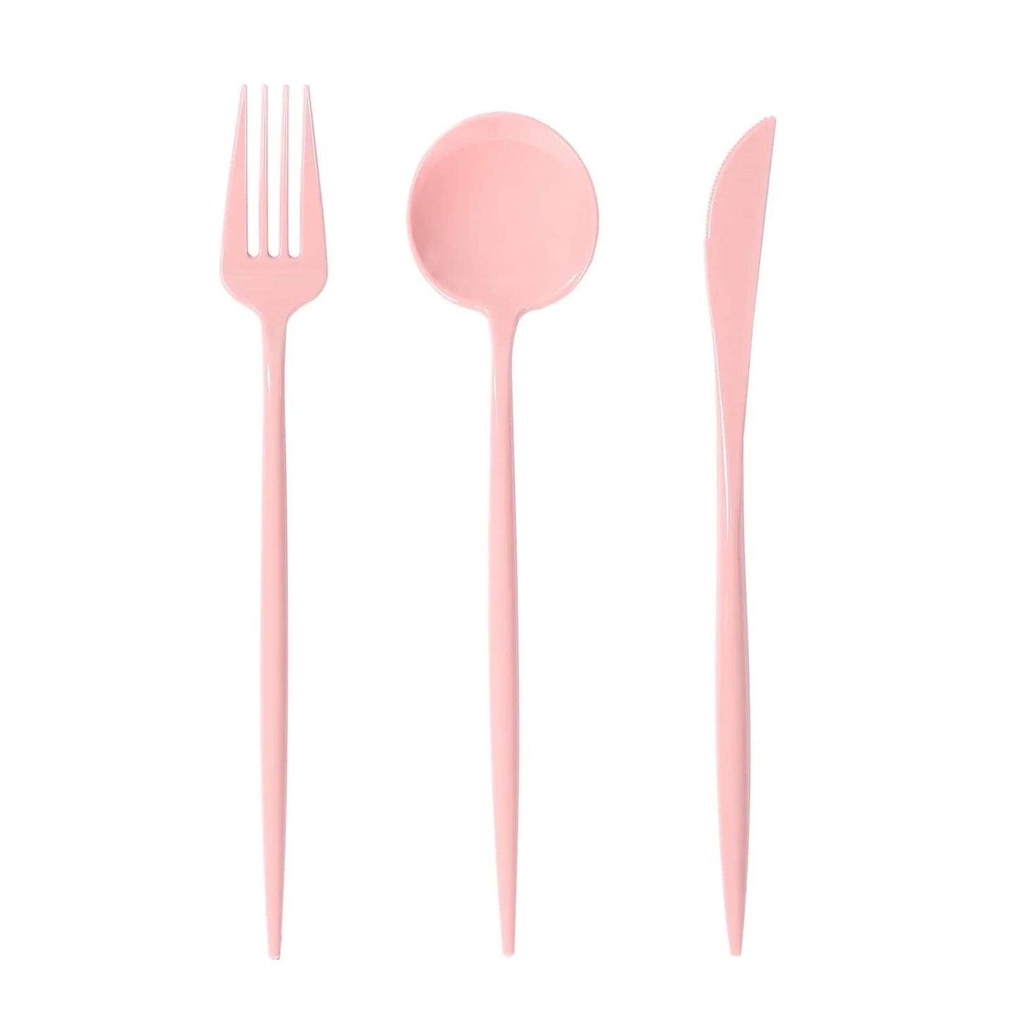 60 Pack Plastic Silverware Set, Dusty Rose Heavy Duty Disposable Sleek Utensil Cutlery