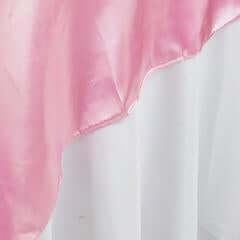 Satin 90"x90" Table Overlay Square Tablecloth Pink - Smooth Finish Table Topper