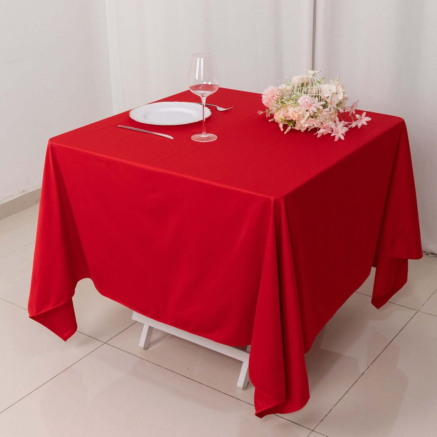 Scuba Square 70"x70" Tablecloth Red - Wrinkle Free & Stain Resistant Table Cover