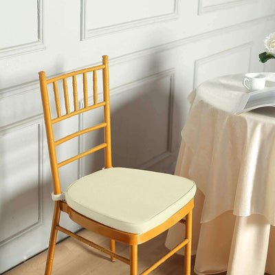 Chiavari Chair Cushion with 1.5" Thick Memory Foam and Ties Ivory - Stylish Removable Cover for Comfort