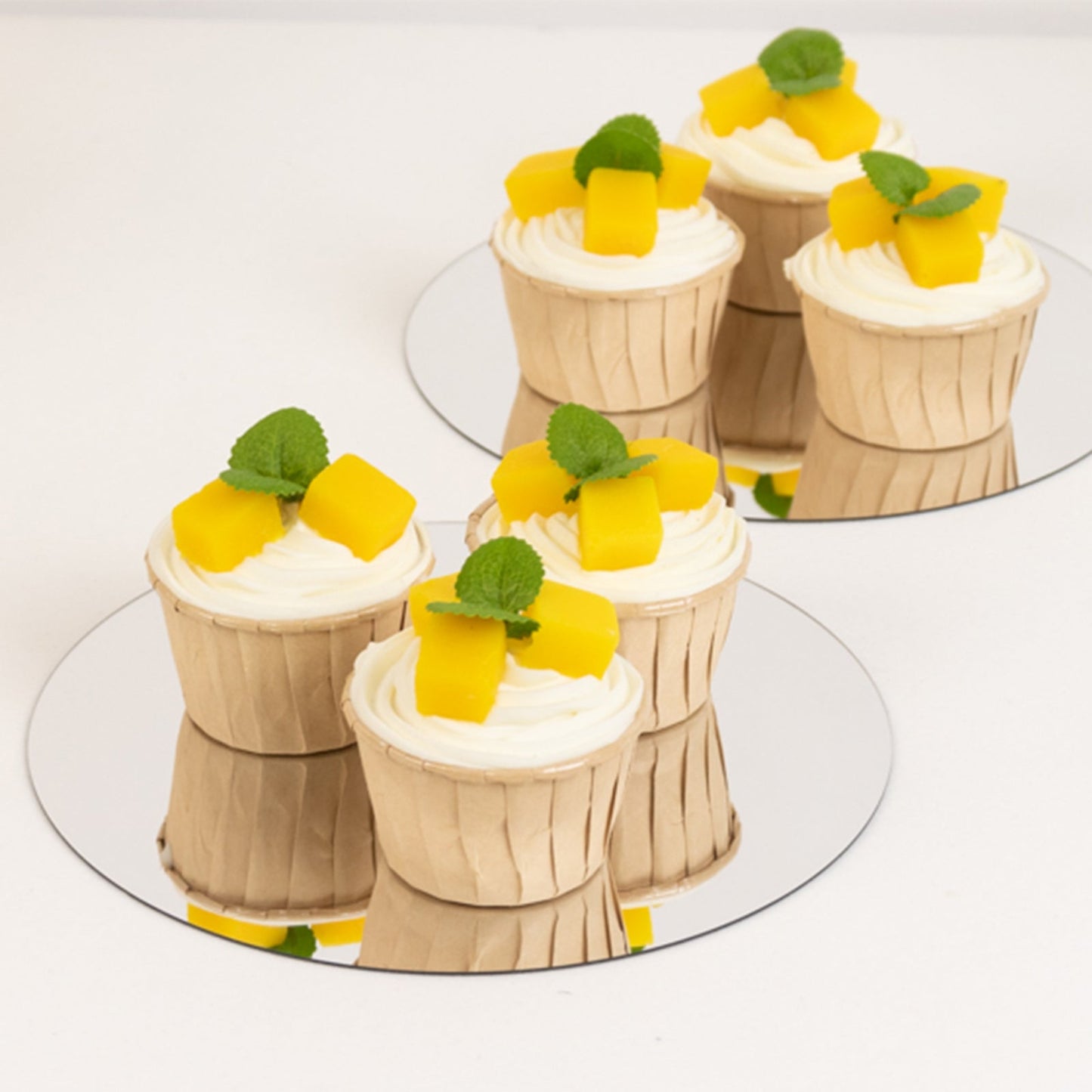 10-Pack Candle Plate Centerpiece Bases Circle Acrylic Mirror Tray Silver Round - Event Decor 8"