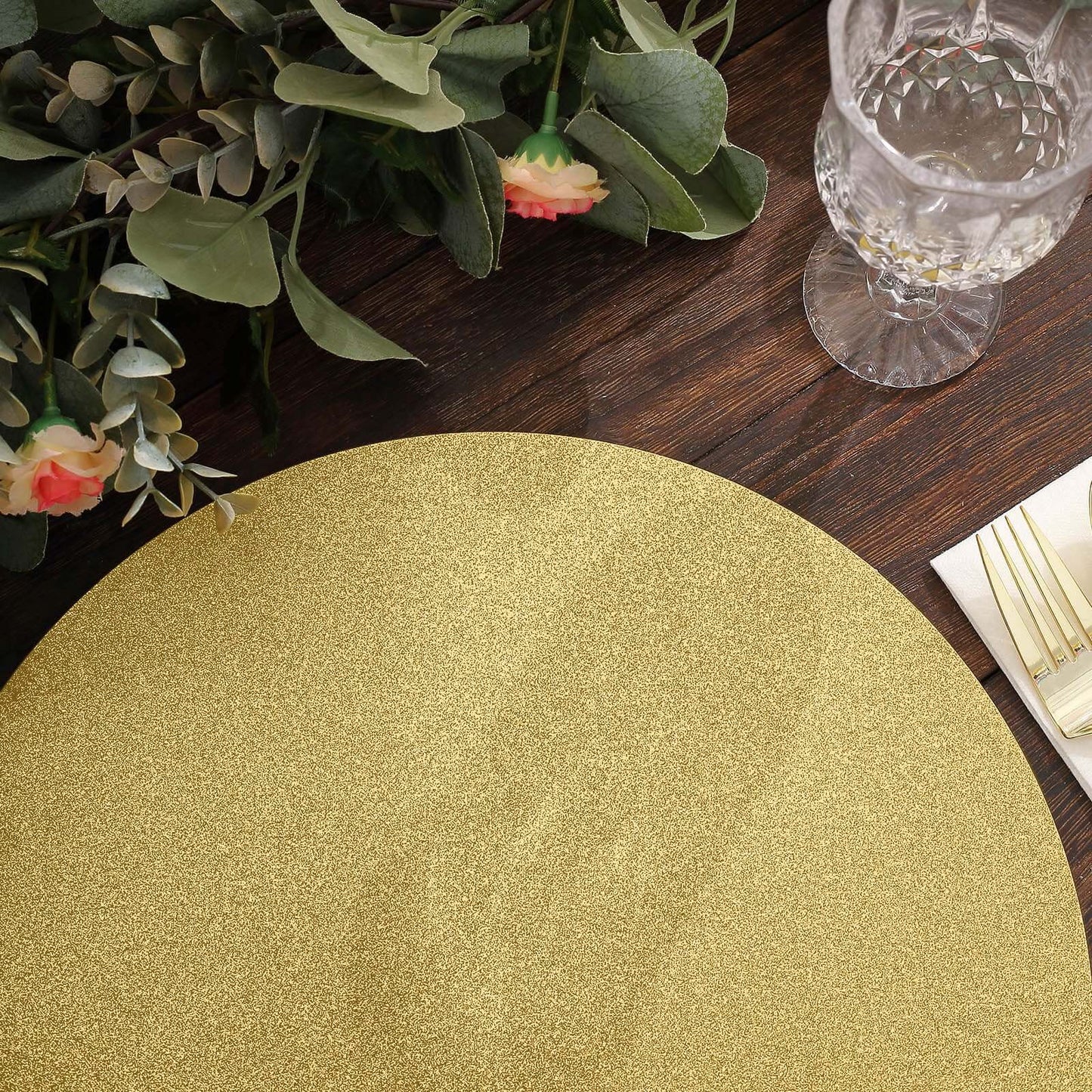 20-Pack Disposable Table Placemats in Gold Glitter - 210GSM Paper Placemats for Classy Events 13"