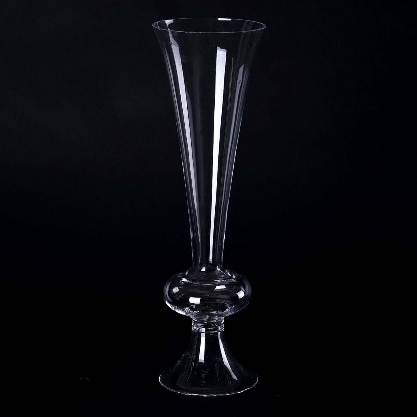 4-Pack Glass Trumpet Vases Crystal Ball Design Clear - Stylish Reversible Floral Centerpieces 15"