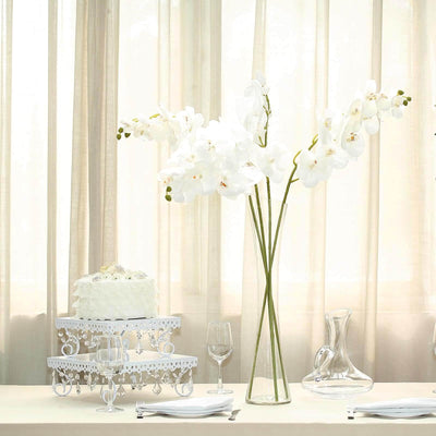 2 Stems 40" Tall White Artificial Silk Orchid Flower Bouquets
