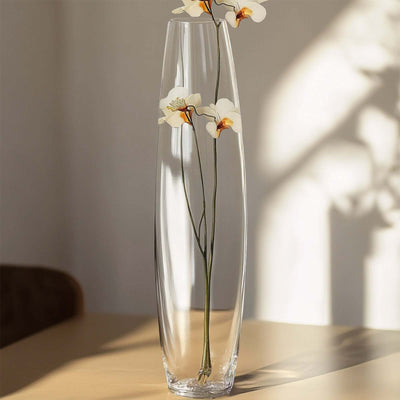 Glass Vase Cylinder Design Tapered Clear - Durable Heavy Duty Flower Centerpiece for Events 31"