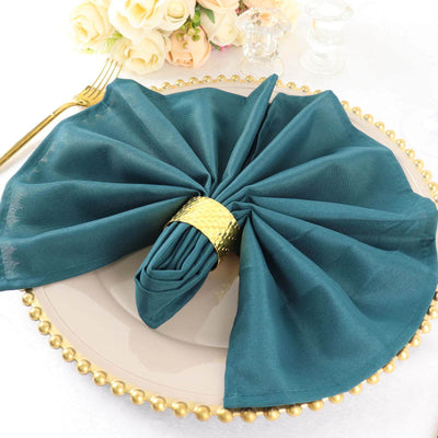 5 Pack Polyester 20"x20" Napkins Peacock Teal - Wrinkle Resistant & Easy Care Cloth Napkins
