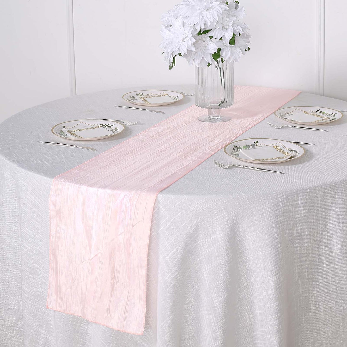 Taffeta 12"x108" Table Runner Blush - Accordion Crinkle Design