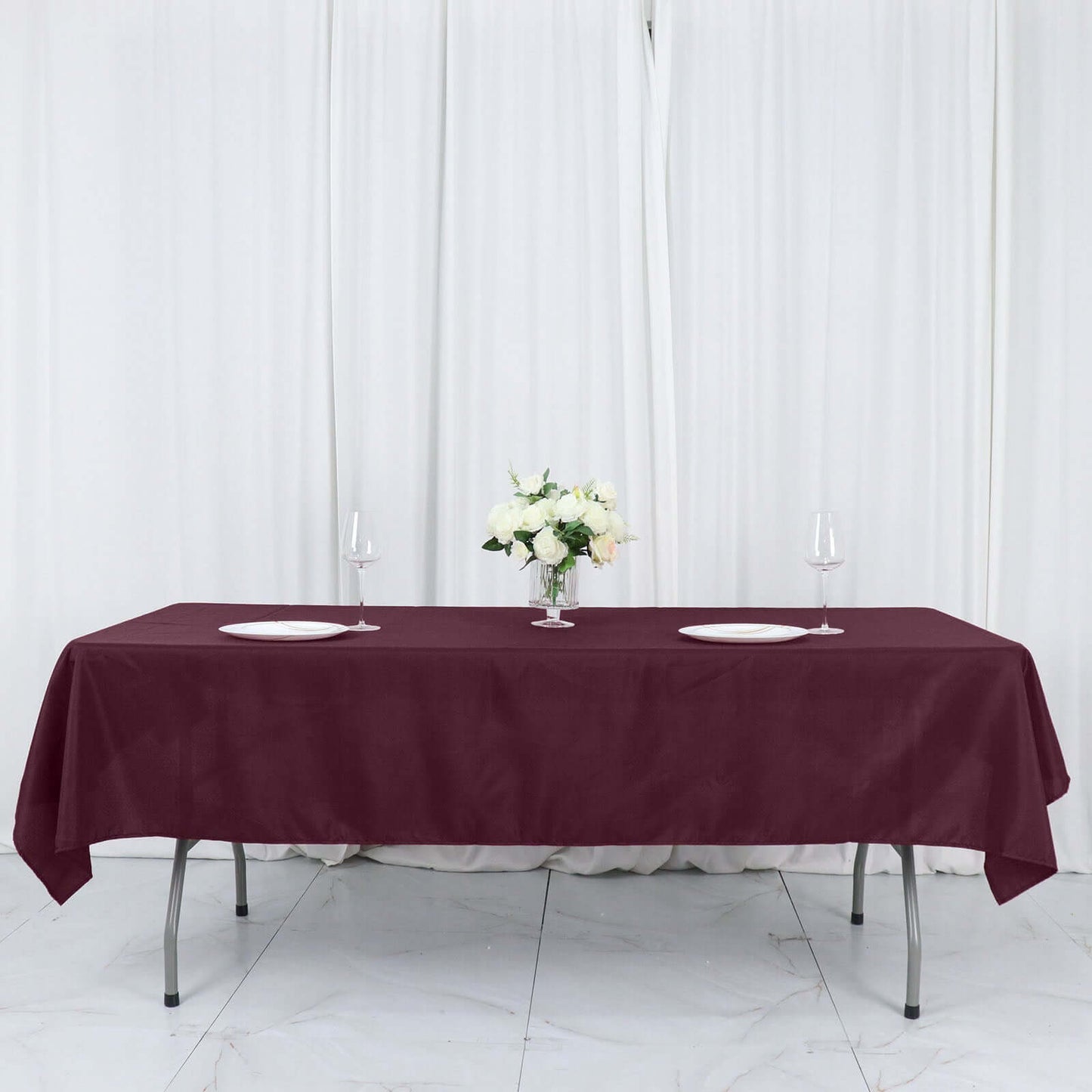 Polyester 54"x96" Rectangle Tablecloth Burgundy - Wrinkle-Resistant & Easy-to-Care Table Cover